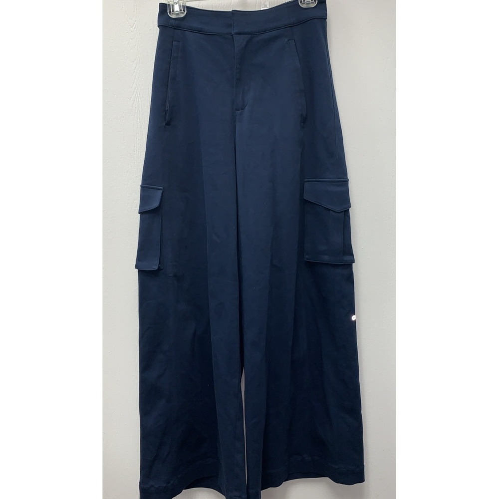 Alo Yoga Show Off Pants Womens Small Cargo Wide Leg Trouser Steel Grey Baggy Y2K